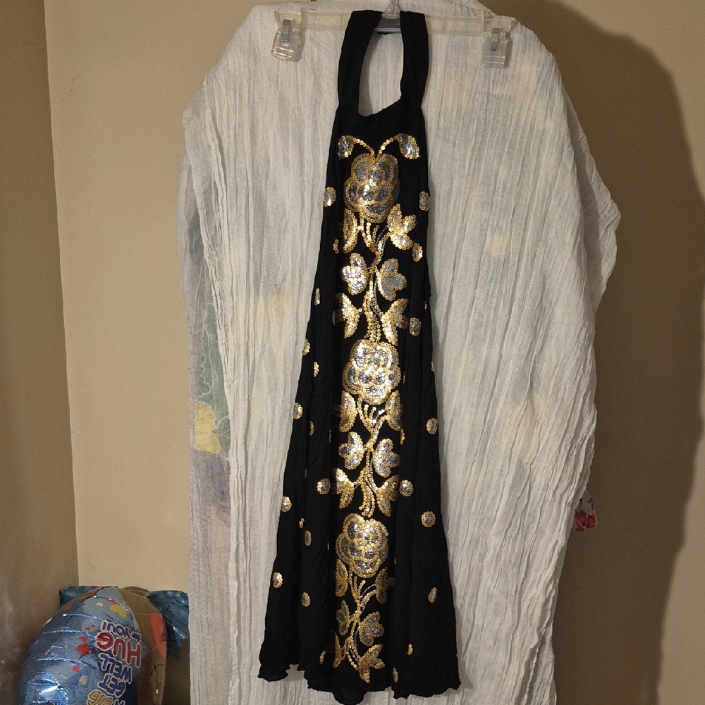 Ark & Co Black Dress with Gold Accents
